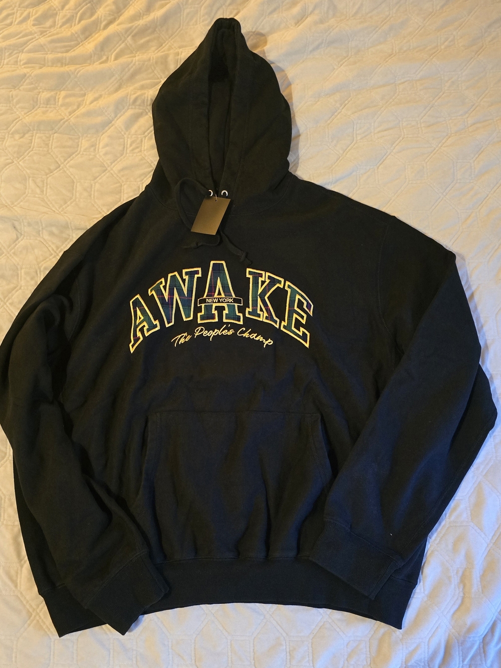 AWAKE NY Peoples Champ Black Pullover Hoodie with Yellow Logo Sz 2x